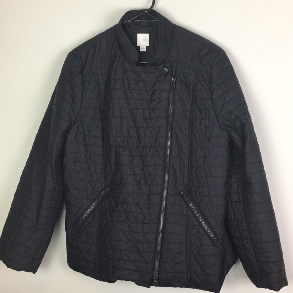 J. Jill black puffer jacket double zipper
